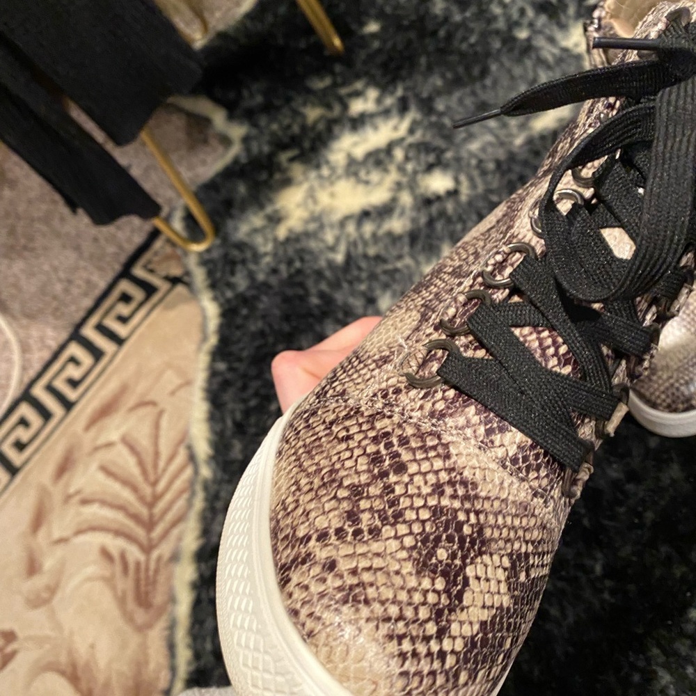 Snakeskin print sneaker wedge sneaker boot heels - Picture 12 of 16
